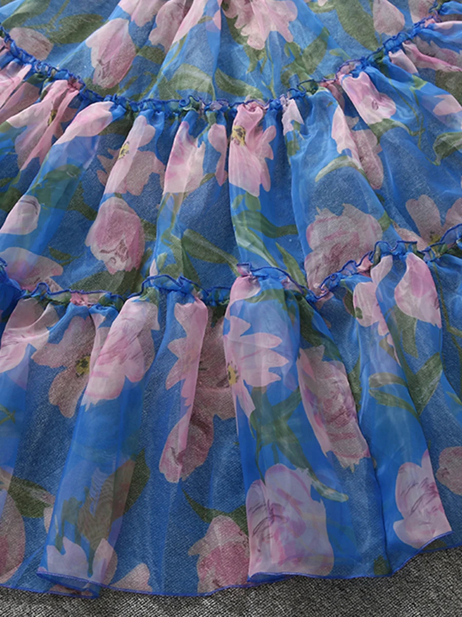 Color block Printing A Line Skirts