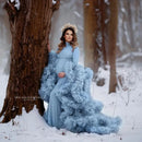 Maternity Gowns Tiered Ruffles Photoshoot Dresses