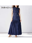 Patchwork Pockets Denim Dress