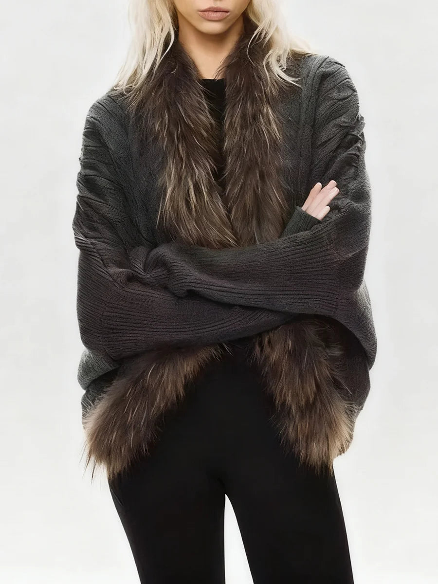 Loose Spliced Fur Casual Cardigans
