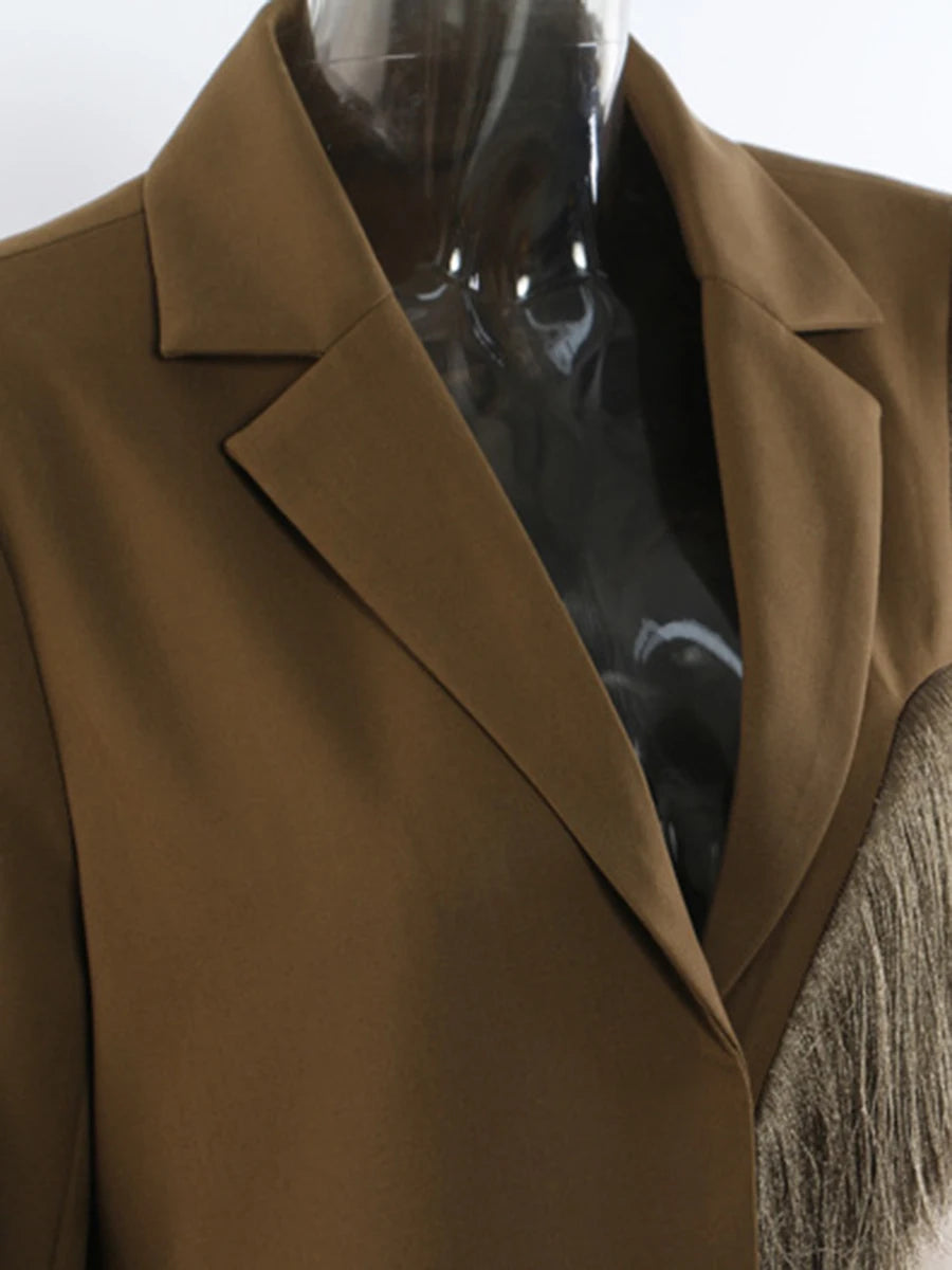 Hit Color Loose Tassels Coats