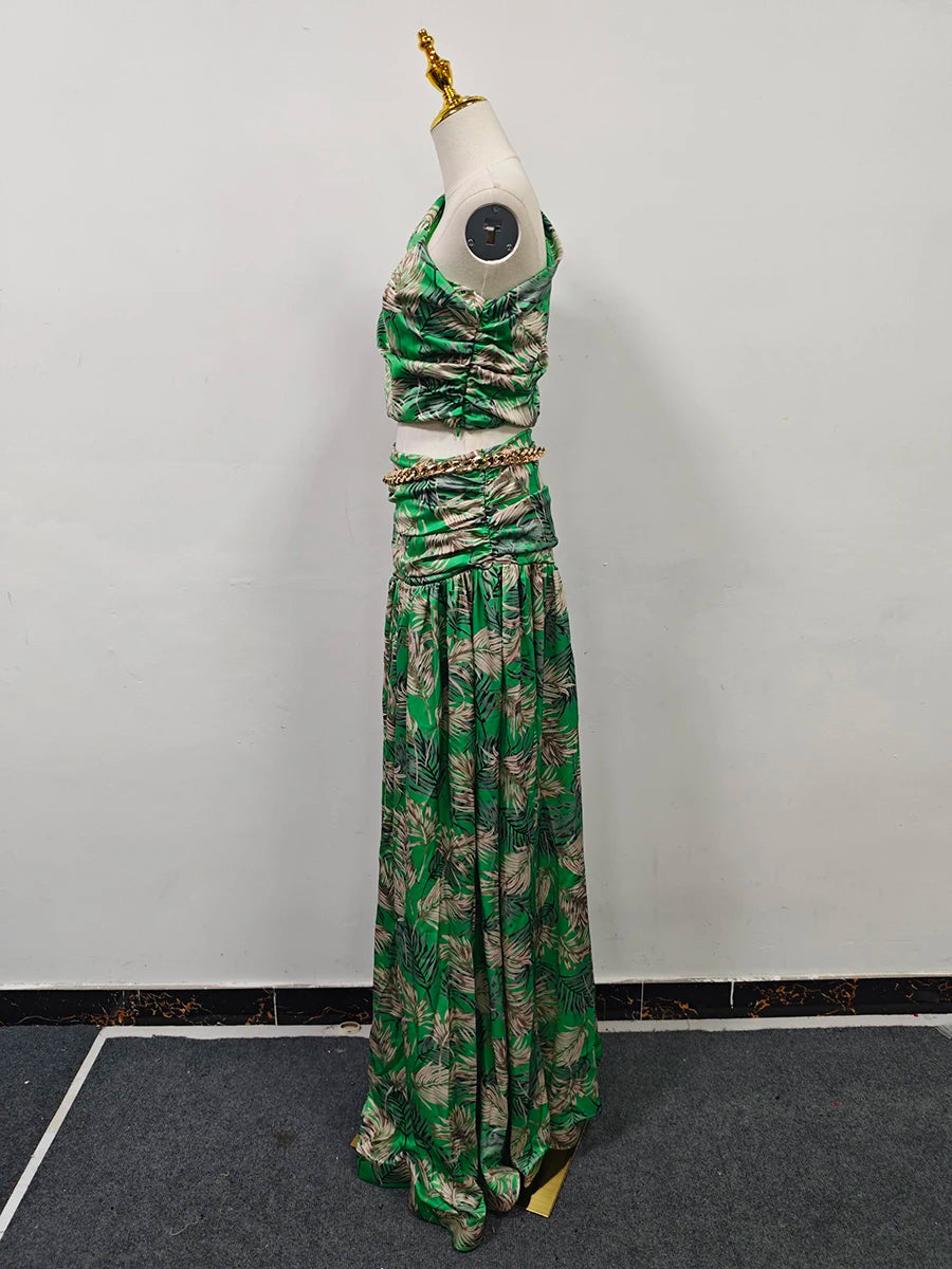 Printing Slimming Spliced Folds Two Piece Sets