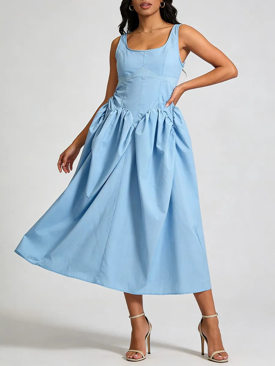 Solid Slimming Spliced Dress