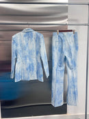 Color Block Two Piece Jean Set