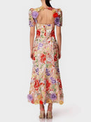 3D Flower Embroidery Dress