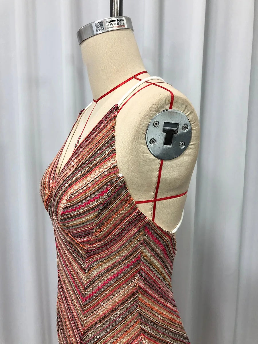 Backless Tunic Sequins Dress