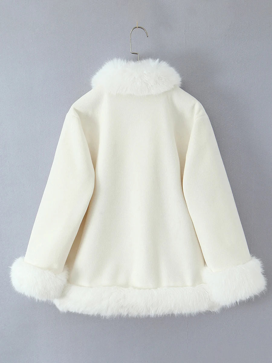 Solid Loose Spliced Fluff Elegant Jackets