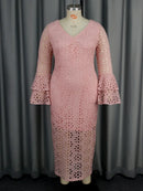 Plus Size Pink Lace Hollow