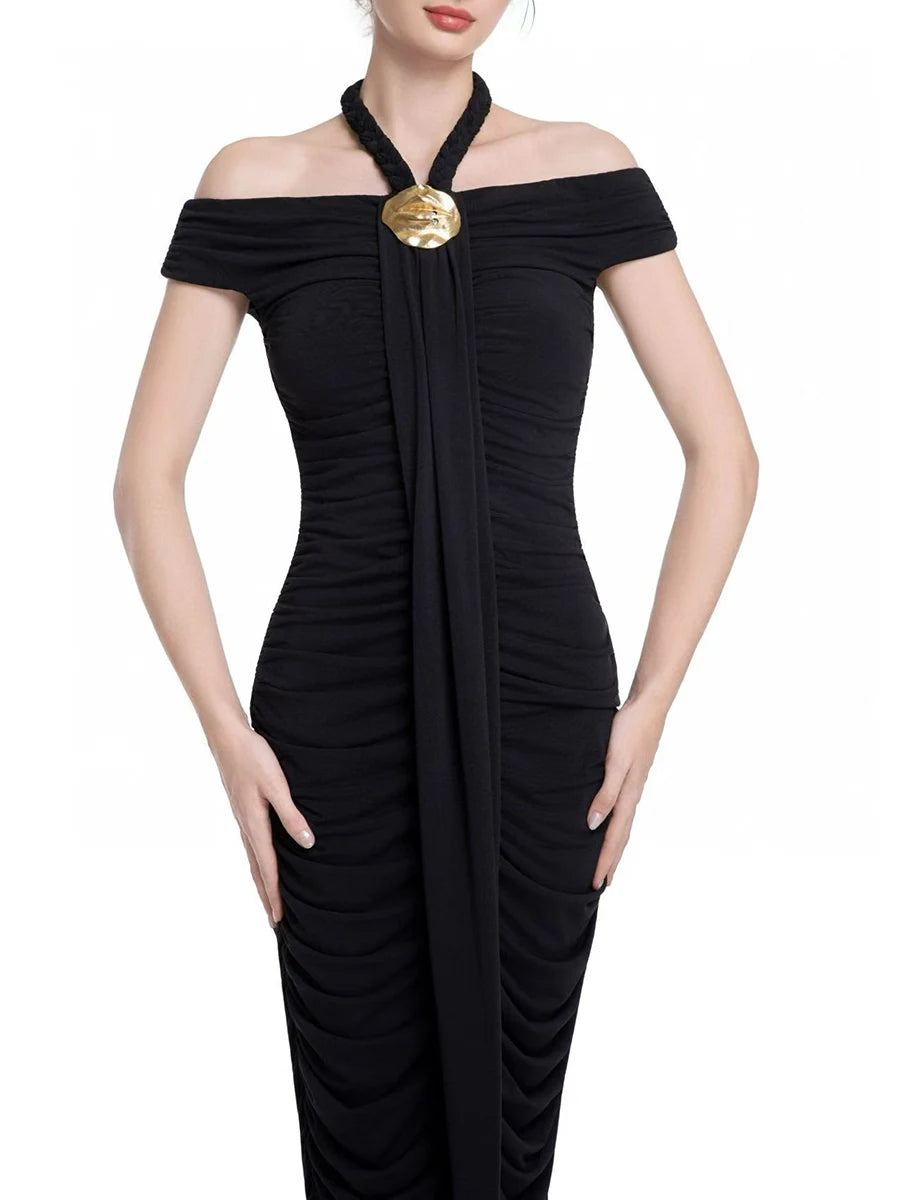 Halter Off Shoulder Tunic Ribbon