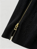 Spliced Zipper Basics Knit Dresses