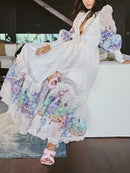 Printing Loose Spliced Wave Point Casual Dresses