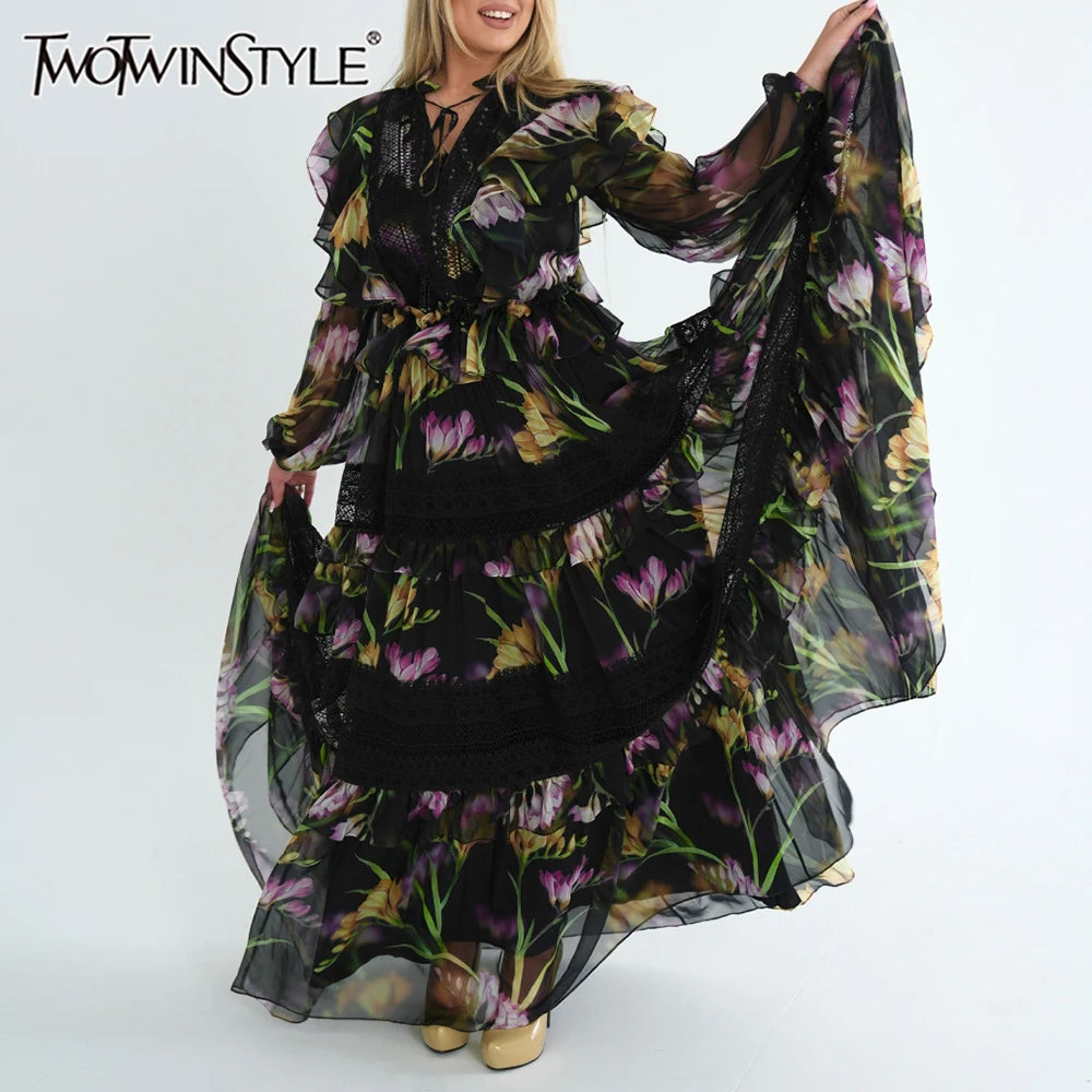 V Neck Long Sleeve Dress