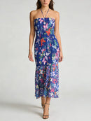 Printing Slimming Spliced Folds Elegant Dress