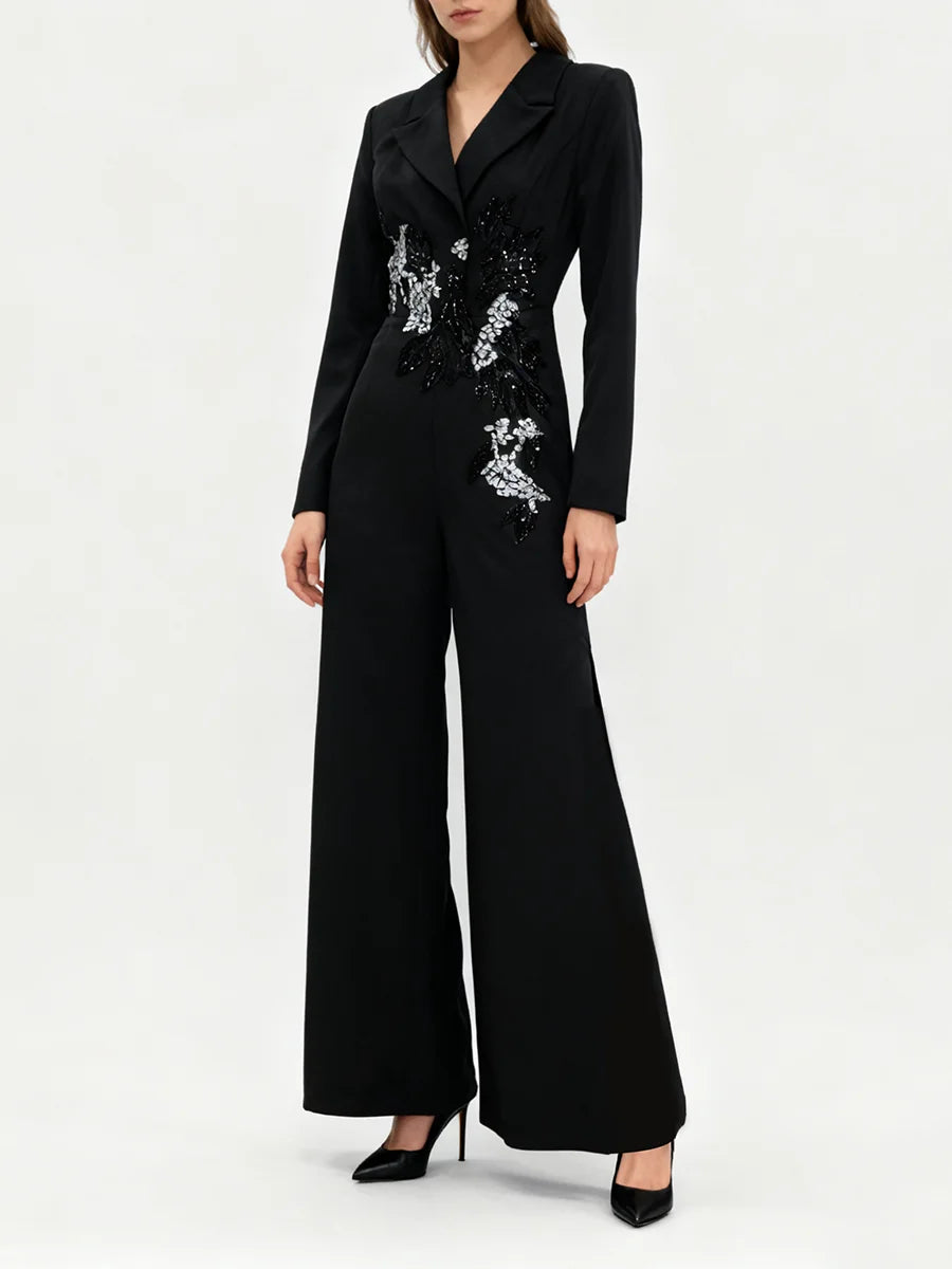 Solid Slimming Spliced Beading  Jumpsuits