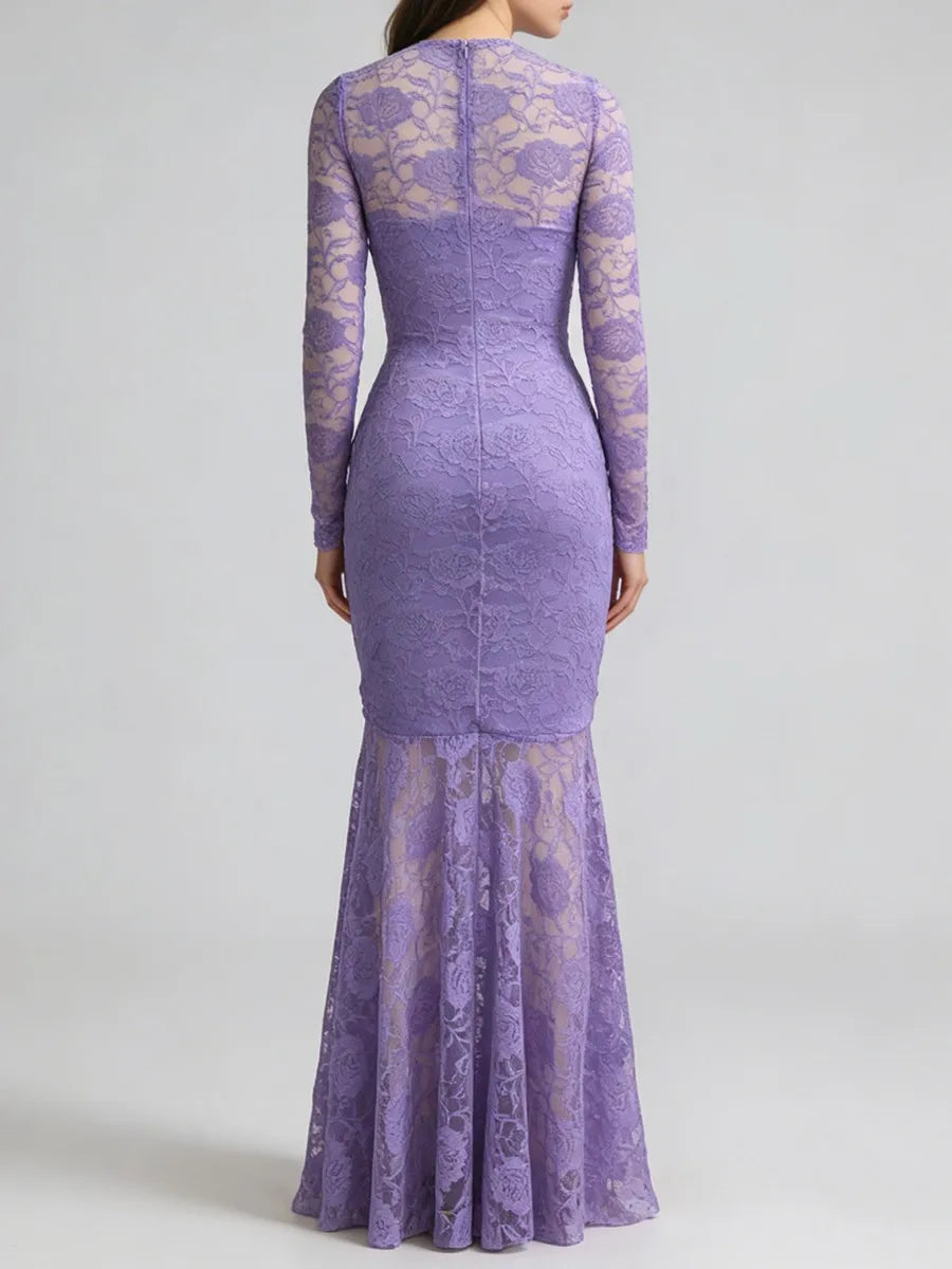 Sheer Spliced Lace Dresses