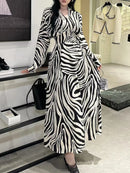 Hit Color Spliced Striped Fashion Dresses