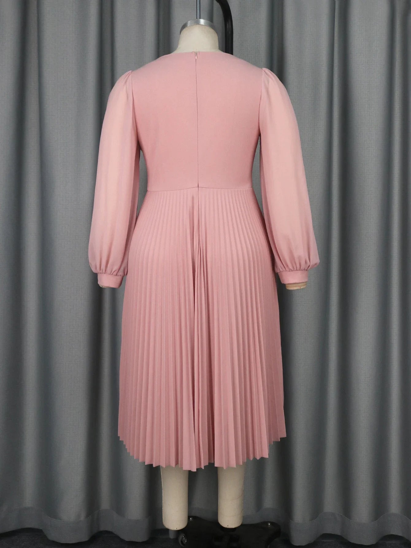 Plus Size  Pink Pleated Dress