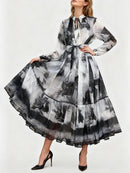 Spliced Lace Up Dresses