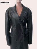 Long Leather Trench Coat