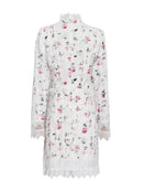 Printing Spliced Lace Slimming Dress