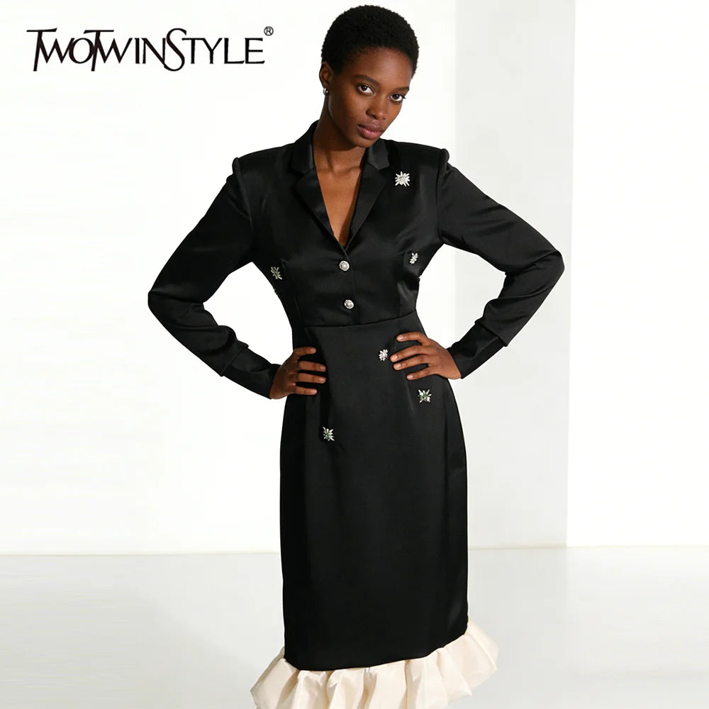 Hit Color Spliced Diamonds Dresses