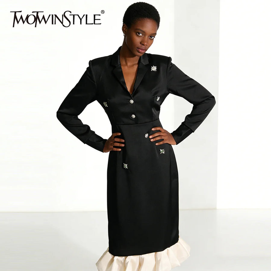 Hit Color Spliced Diamonds Dresses