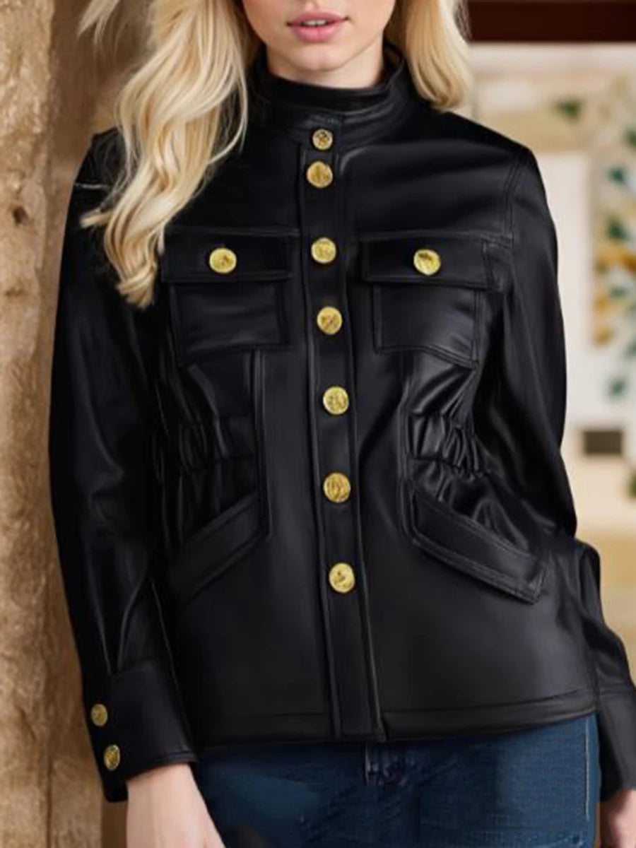 Spliced Buttons Jackets
