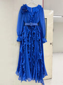 Solid Sheer Spliced Folds Dresses