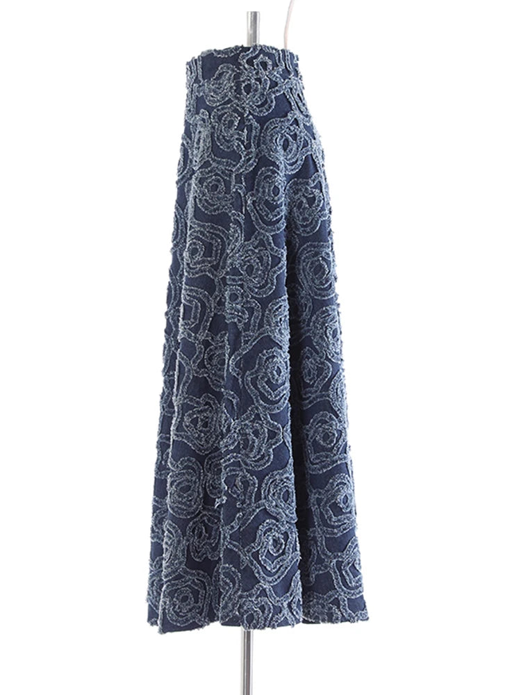 Solid Embroidery Denim High Street Skirts