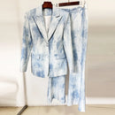 Color Block Two Piece Jean Set