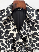 Leopard Slimming Spliced Belt Fashion Trench