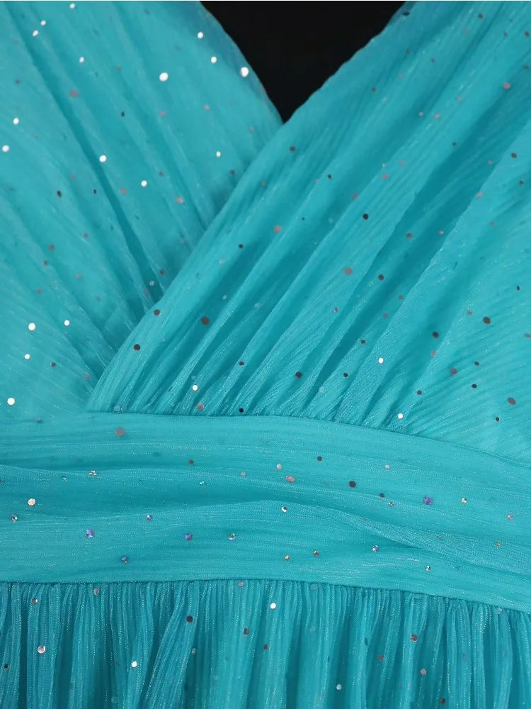 Plus Size Women Mesh Midi Sequin Dress