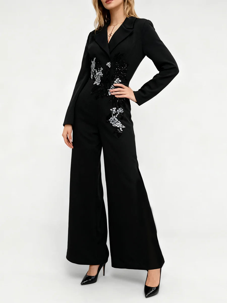 Solid Slimming Spliced Beading  Jumpsuits