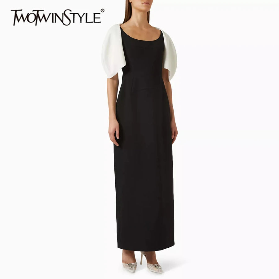 Hit Color Loose Minimalist Long Dresses