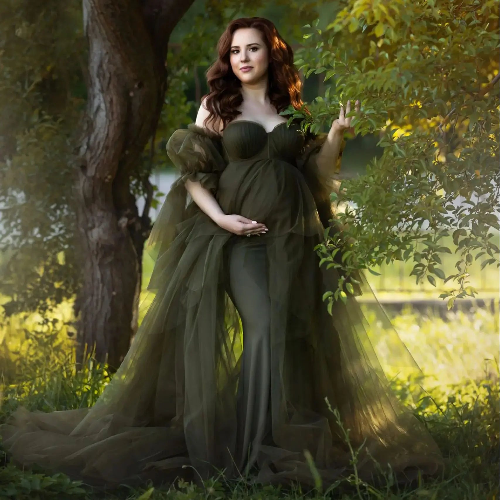 Off Shoulder Maternity Ruffles Gowns