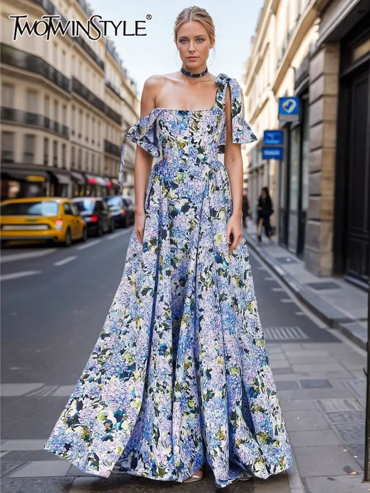 Color block Printing Dress