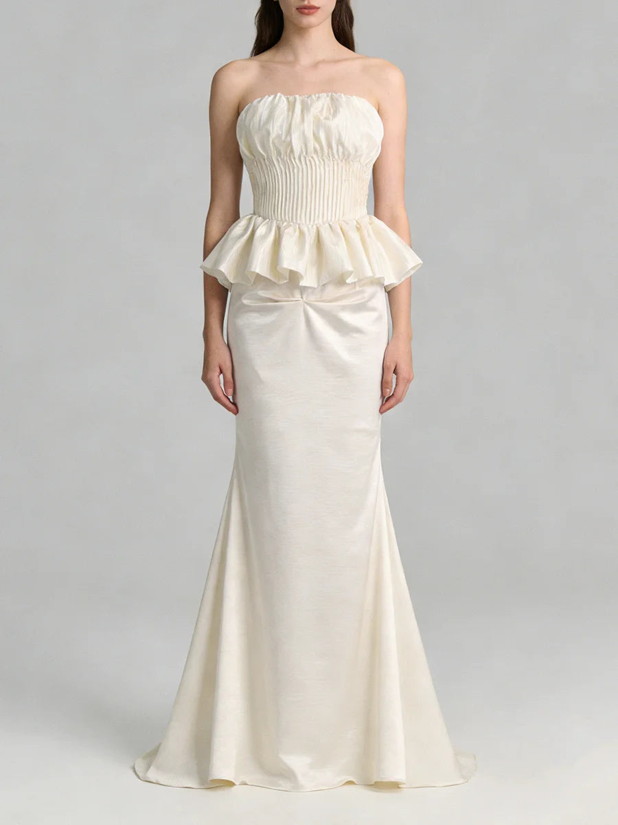 Solid Spliced Pleated Dresses