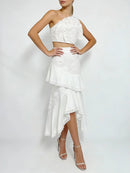 Embroidery Two Piece Ruffles Skirt Sets