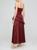 Spliced Ruffles Folds Long Dress