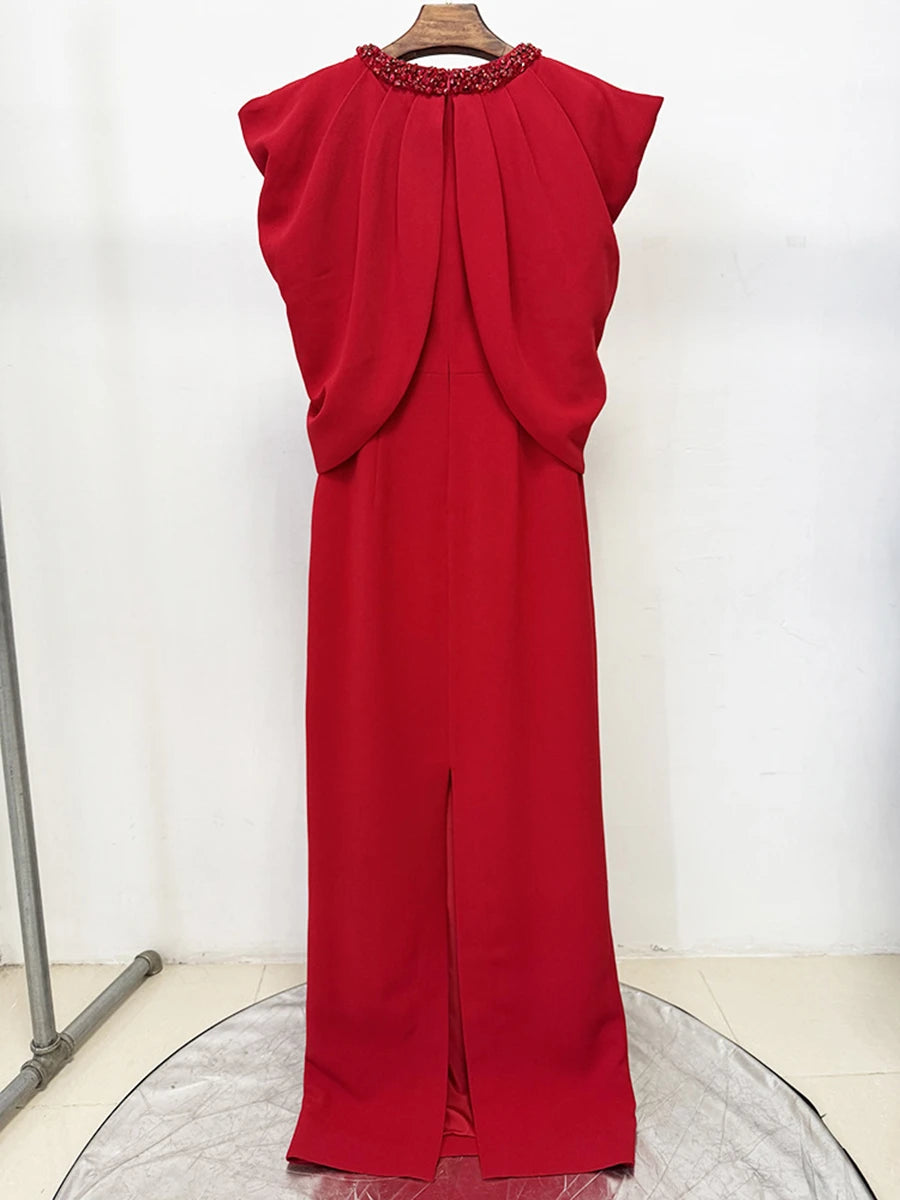 Bead Slimming Long Dress