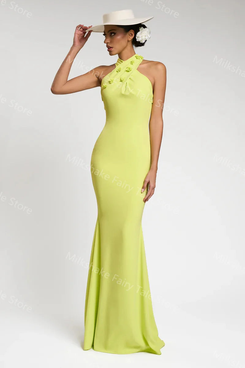 Halter Floral Appliqués Dresses