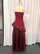 Spliced Ruffles Folds Long Dress