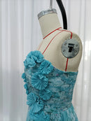 Blue Loose Spliced Flowers Dresses