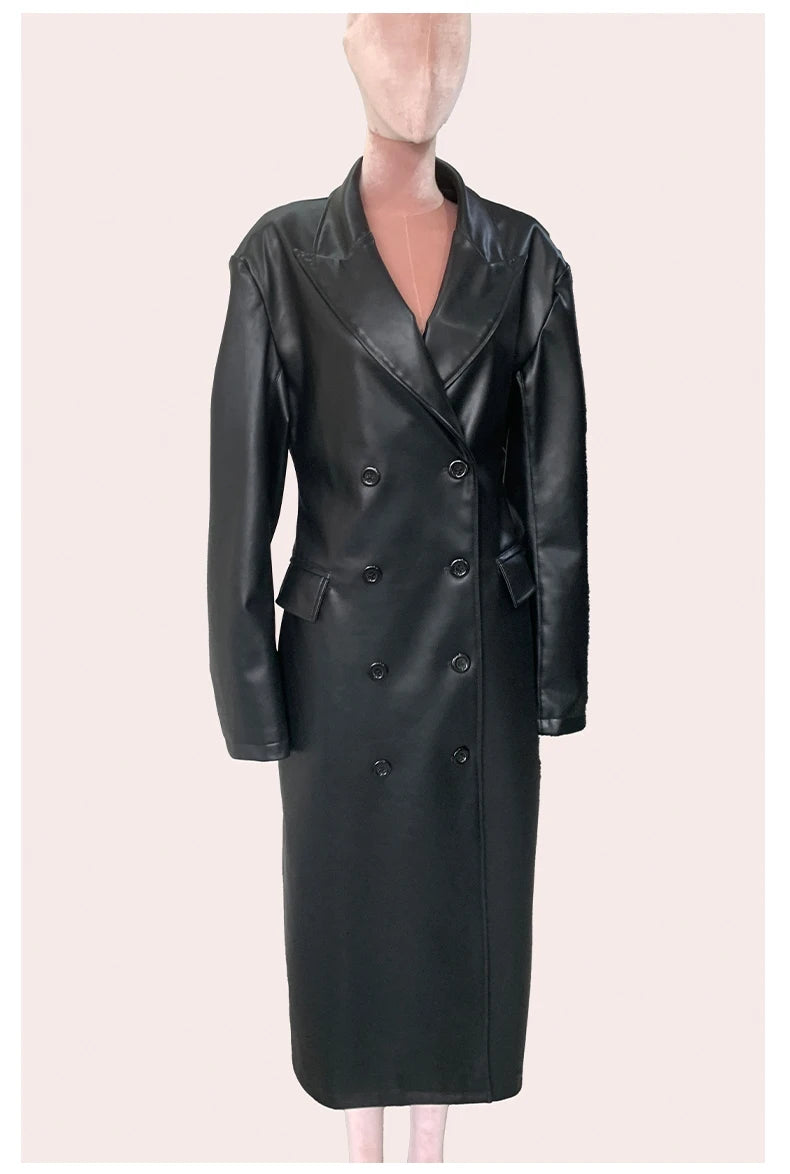 Long Leather Trench Coat