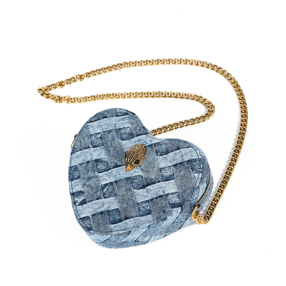 Lady Heart Shaped Bag Wash Denim