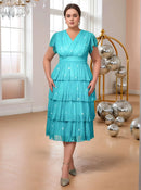 Plus Size Women Mesh Midi Sequin Dress