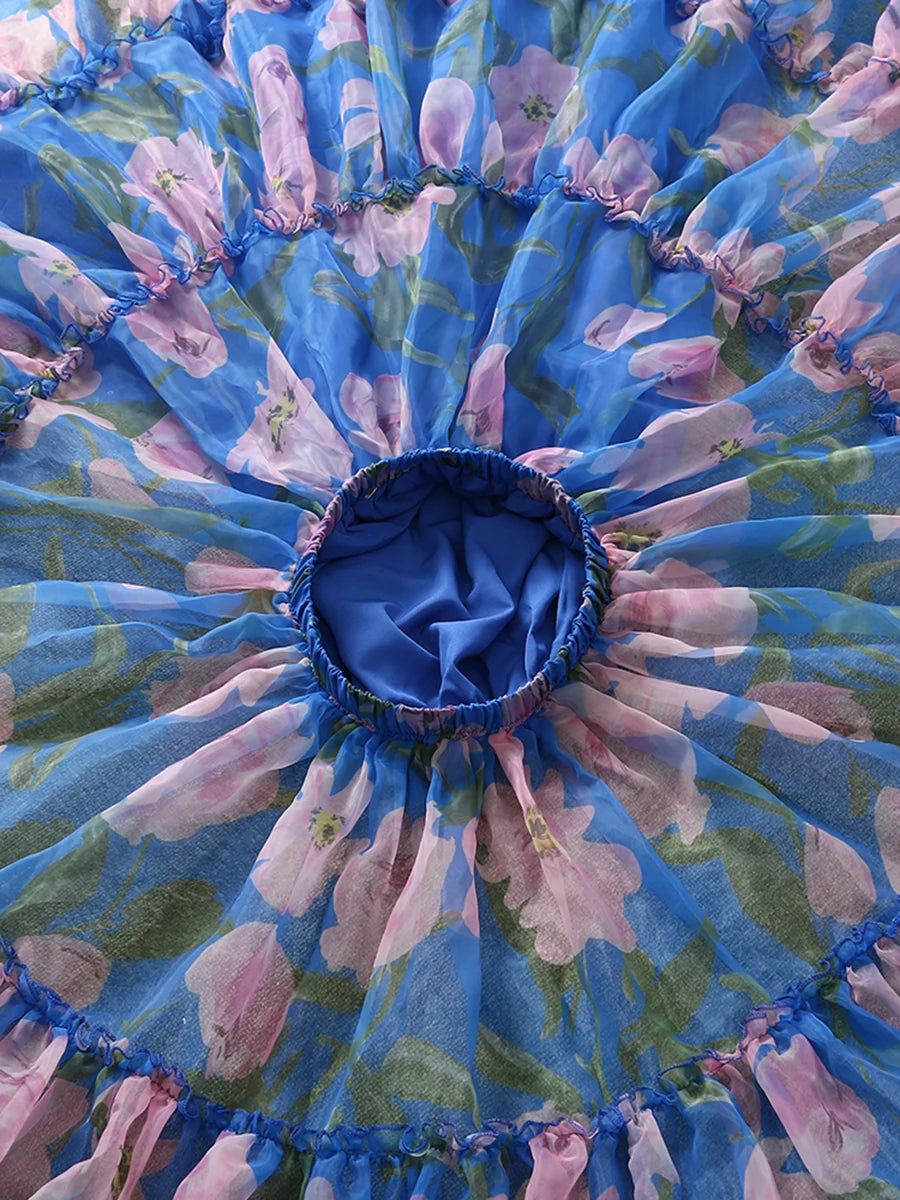 Color block Printing A Line Skirts