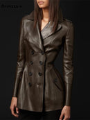 Brown Leather Trench Coat