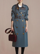 Color Spliced Buttons Temperament Trench Coat