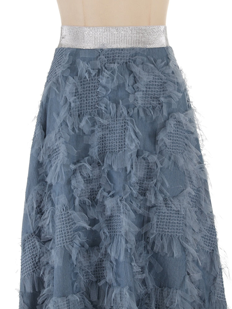 Mesh Casual Denim Skirts